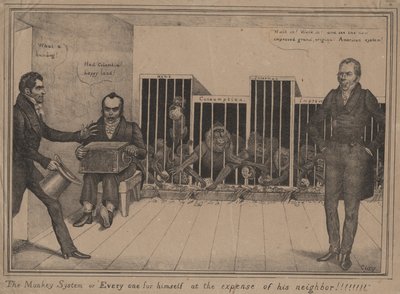 Het apensysteem of ieder voor zichzelf ten koste van zijn buurman!!!!!!!!, 1831 door Edward Williams Clay